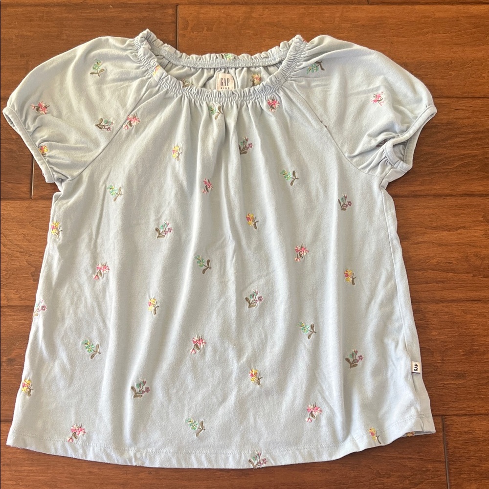 Gap Floral Embroidered puff sleeve top girls 10